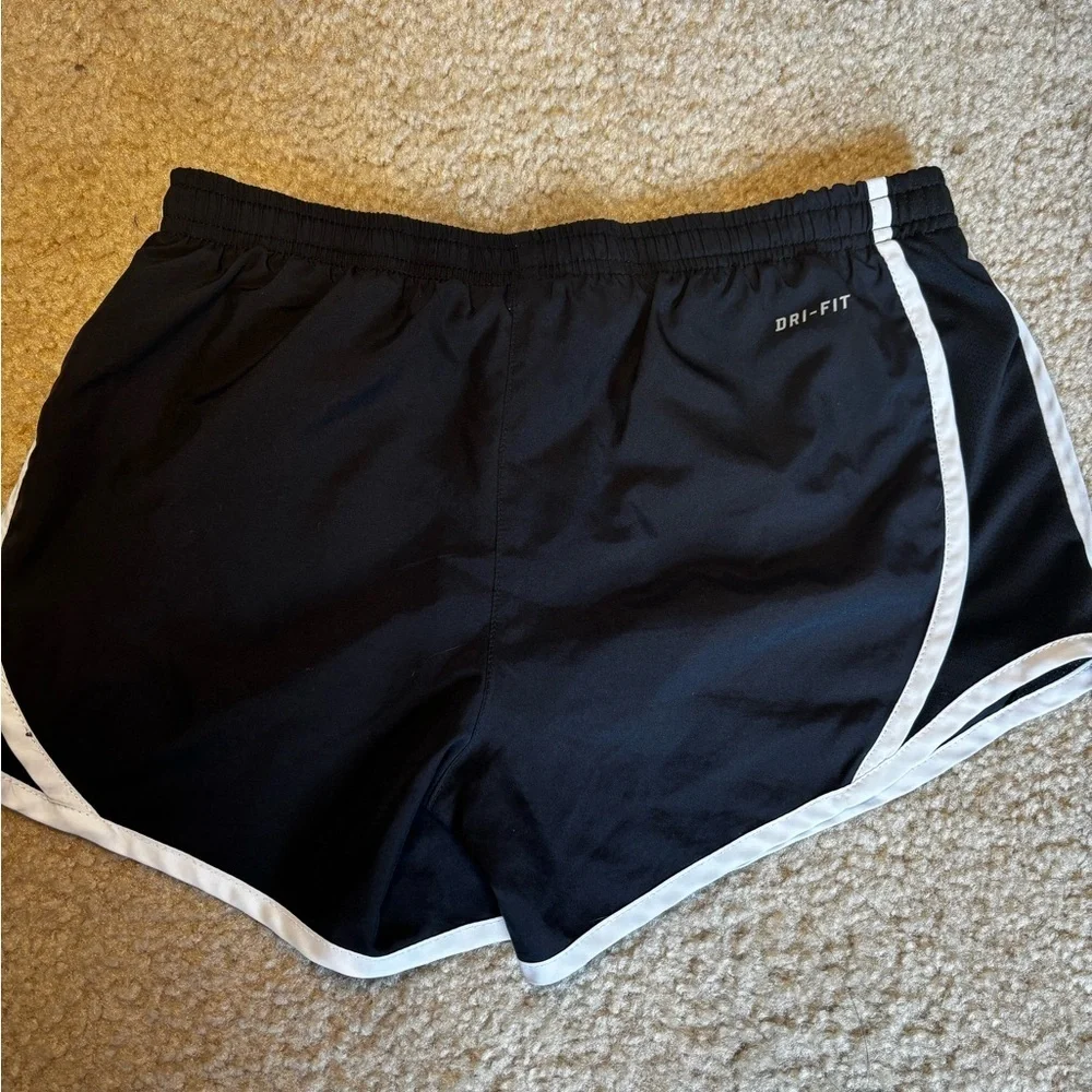 Nike Black Athletic Shorts with White Trim Size Medium